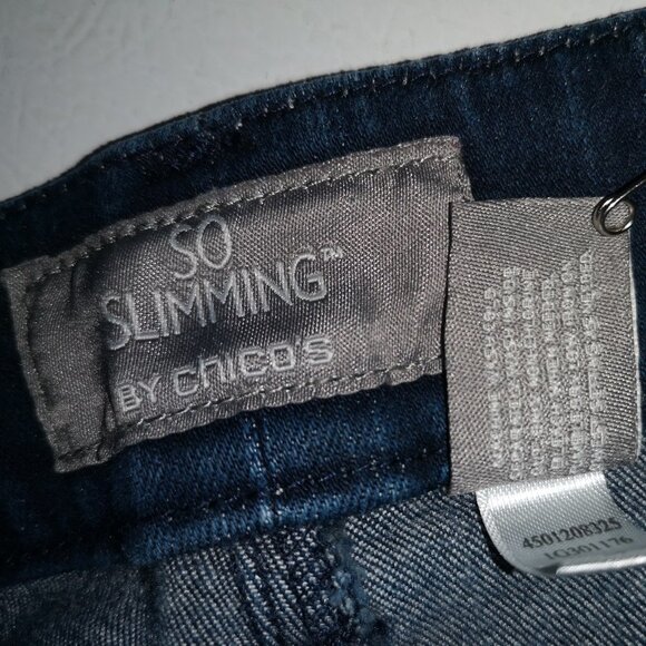 So Slimming by Chico's Ladies Dark Wash Straight Leg Blue Jeans - Picture 4 of 9